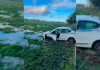 Acidente de carro em Sombrio termina com carro fora da pista