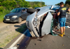 Colisão frontal deixa três feridos gravemente na rodovia de acesso ao Arroio do Silva