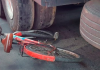 Susto em Sombrio: bicicleta e caminhão se envolvem em acidente