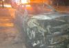 Incêndio destrói carro estacionado na rua em Santa Rosa do Sul