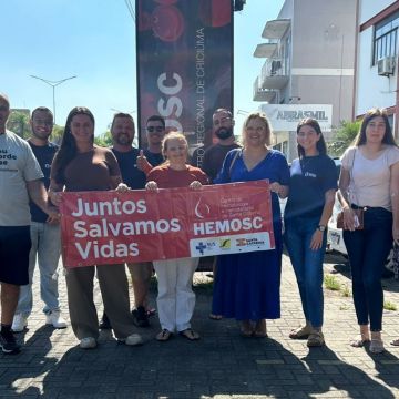 Servidores do SAMAE de Araranguá realizam doação de sangue no Hemosc em Criciúma