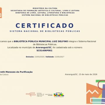 Biblioteca Luiz Delfino passa a integrar o Sistema Nacional de Bibliotecas Públicas