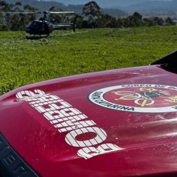 Serviço aeromédico socorre homem ferido por disparo de arma de fogo no interior de Turvo