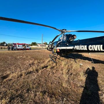 Paciente é transferida de helicóptero após sofrer AVC hemorrágico em Turvo