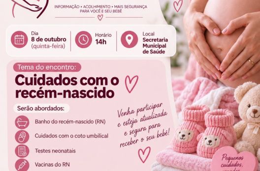 Encontro de gestantes de outubro abordará cuidados essenciais com o recém-nascido