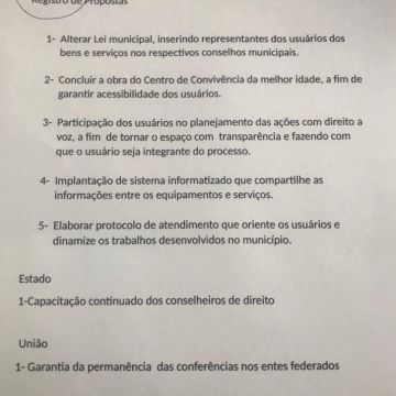 Fase municipal da Conferência Nacional de Assistência Social